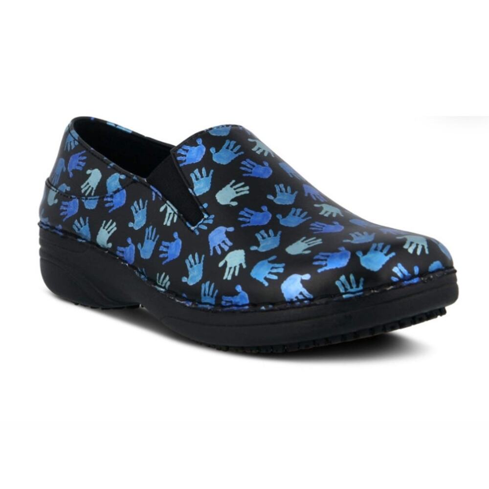 Spring Step Womens Ferrara-Hand Slip-Oil/Skid Resistant Clog Blue Size 8.5M